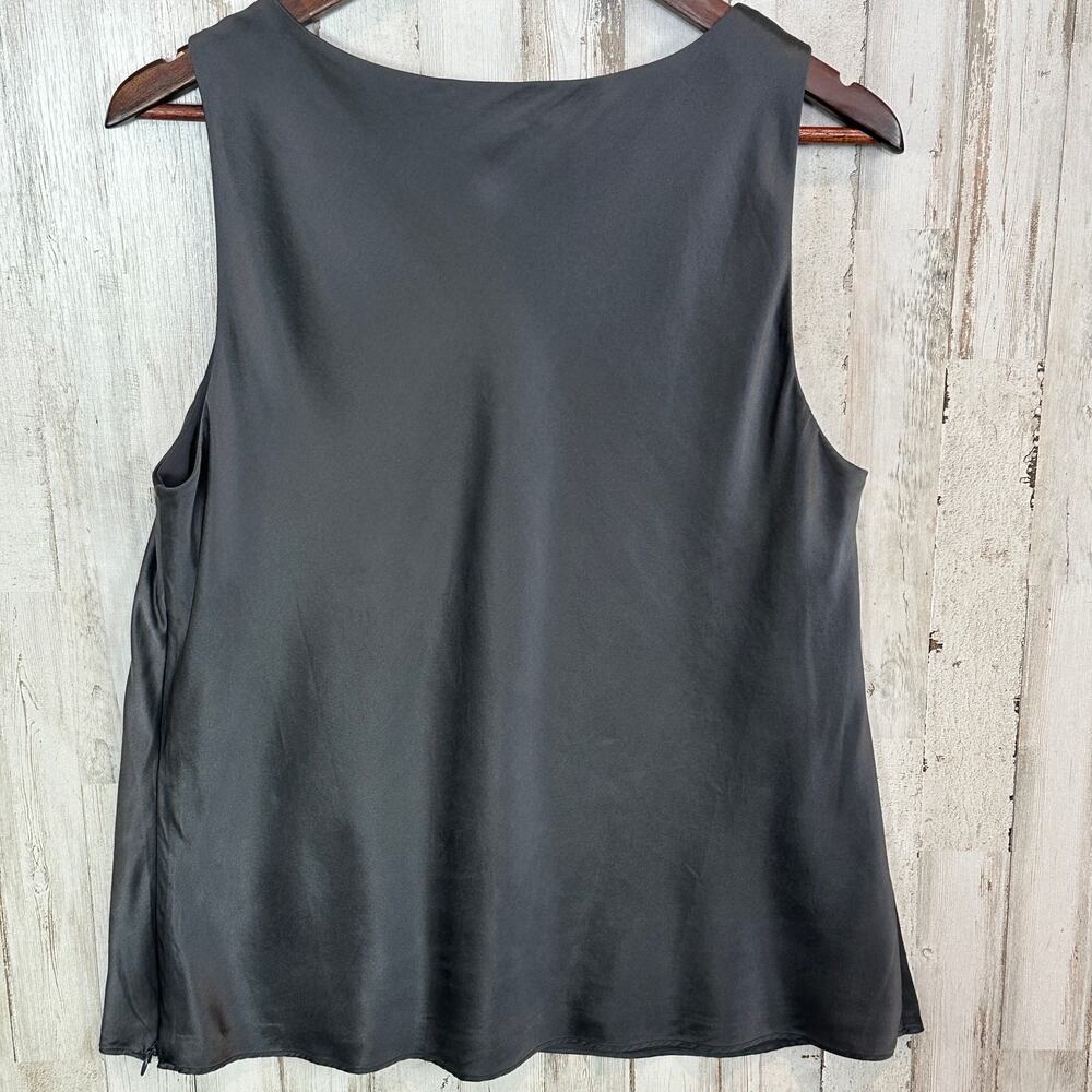 Lauren Ralph Lauren 100 Silk Tank Top Size 14 Gray Pleats Lined Quiet Luxury EUC - Picture 2 of 9